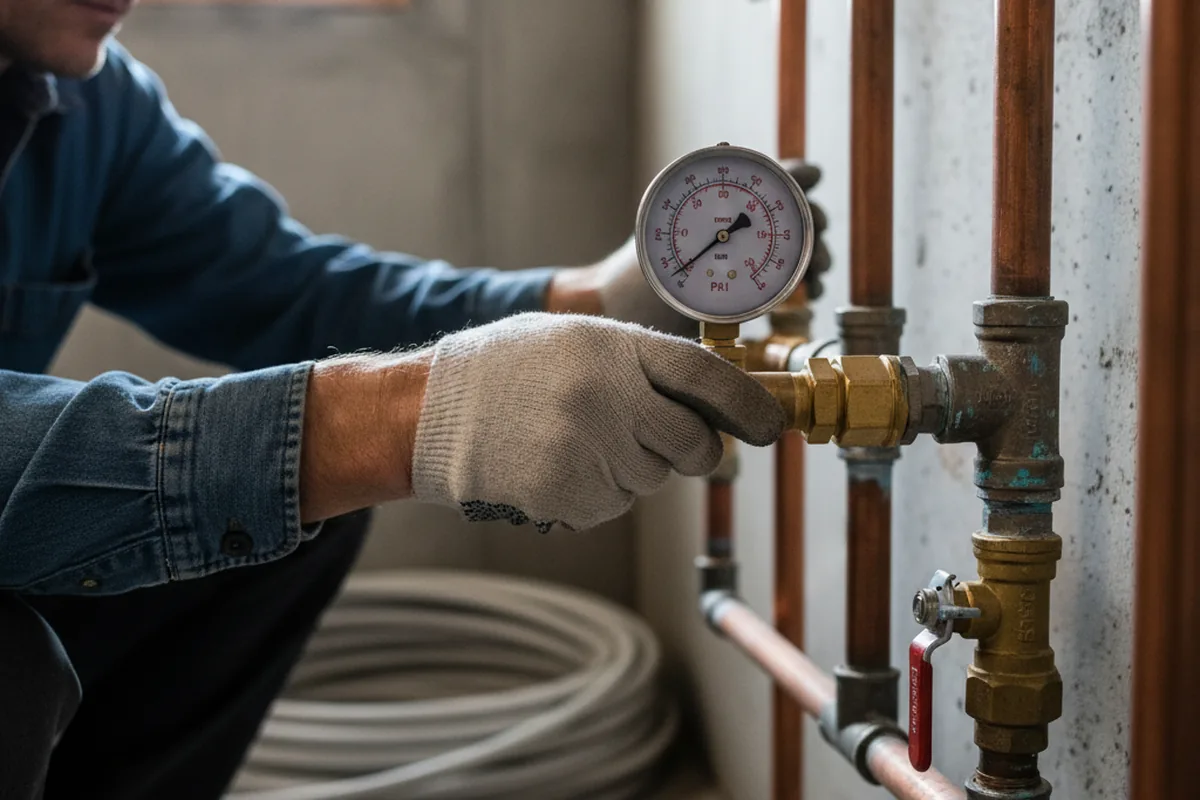 Pressure testing a repaired line during Water Line Repair in Miamiville